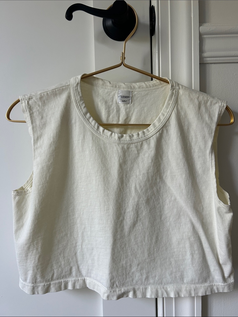 LESET Off-White Cropped Muscle Tank